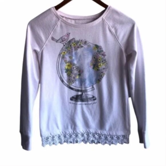 Justice Other - Kid’s Justice White World Earth Sweater